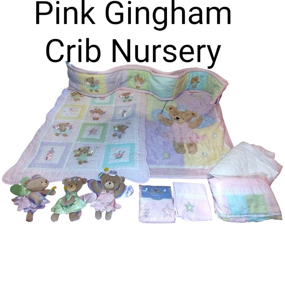 Princess Fairies Crib Nursery Set 10pc Quilt Fleece Wall Art Curtains Tiddliwink
